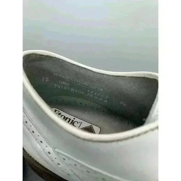 Etonic Ultimate White Leather Oxfords Wingtip Lace Up Golf Shoe Size US 9.5 D - Picture 10 of 11